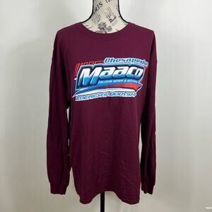 Maaco Chesapeake America‘s body shop maroon long sleeve graphic shirt